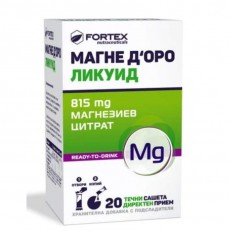 Магне Д’оро течни сашета за нормалното функциониране на мускули и нервната система 815 мг х14 Fortex Магне Д’оро течни сашета за нормалното функциониране на мускули и нервната система 815 мг х14 Fortex