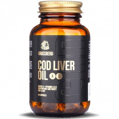 Cod Liver Oil + A + D 60 гел-капсули | Grassberg