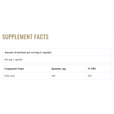 Folic Acid 400 мкг 60 капсули | Grassberg