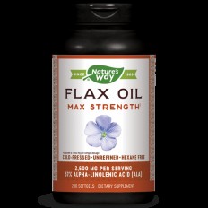 Ленено масло – висока концентрация, максимум сила - Flax Oil Max Strength 57% ALA, 1300 mg, 200 софтгел капсули