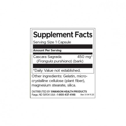 /Cascara Sagrada 450 mg 100 Capsules в категория Запек. Cascara Sagrada 450 мг 100