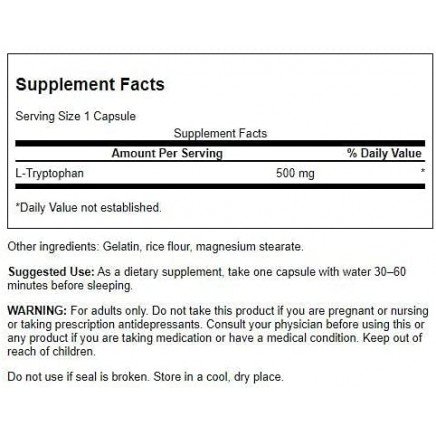 /L-Tryptophan 500 mg 60 Capsules в категория Триптофан. L-Tryptophan 500 мг 60