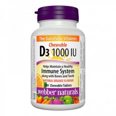 Витамин D3 1000 IU 180 дъвчащи таблетки с вкус на портокал Витамин D3 1000 IU 180 дъвчащи таблетки с вкус на портокал