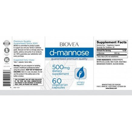 BVA-02189 - D-Mannose 500 mg 60 Vegetarian Capsules в категория Бъбреци и