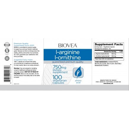 BVA-02275 - L-Arginine/L-Ornithine 750 mg 100 Capsules в категория