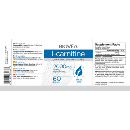 BVA-03660 - L-Carnitine 2000 mg 60 Tablets в категория Аминокиселини.