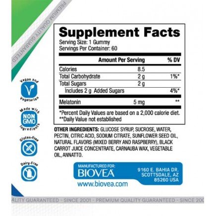 BVA-03319 - Melatonin 5 mg 60 Gummies в категория Безсъние. Melatonin 5 мг 60