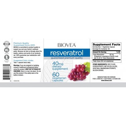 BVA-02388 - Resveratrol 40 mg 60 Vegetarian Capsules в категория Сърдечно