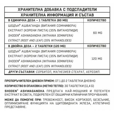 DFP-013037 - Shoden Ashwagandha 30 Tablets в категория Растителни