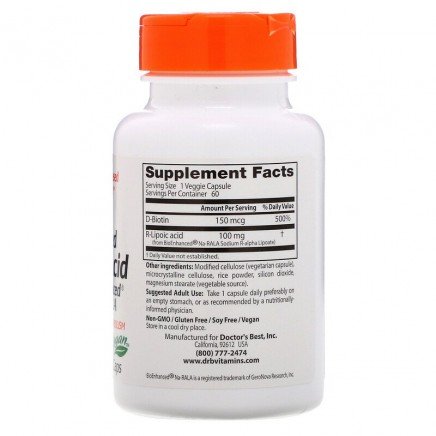 DRB-00123 - Stabilized R-Lipoic Acid w BioEnhanced Na-RALA 100 mg 60 V Caps в категория