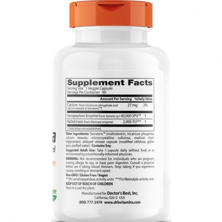 DRB-00294 - Natto-Serra 90 Veggie Capsules в категория Мигрена. Natto-Serra 90