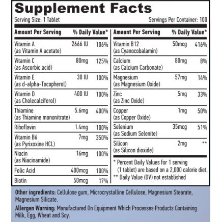 HLB-00730 - Basic Adult Multivitamin 100 Tablets в категория Мултивитамини.