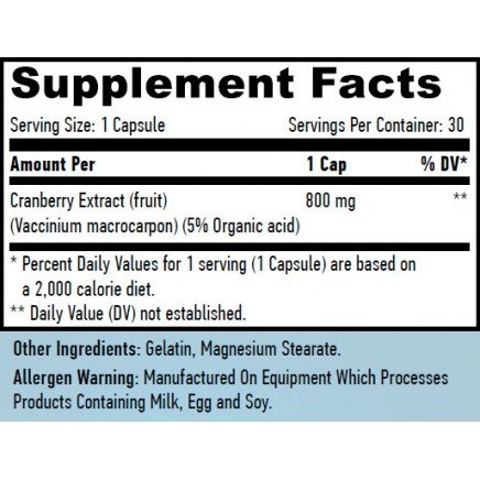 HLB-00703 - Cranberry Fruit Extract 800 mg 30 Capsules в категория Бактериални