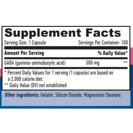 HLB-00720 - GABA 500 mg 100 Capsules в категория Стрес. GABA 500 мг 100