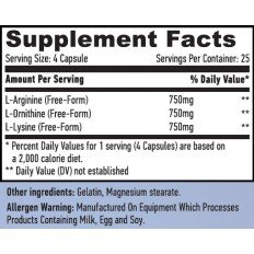 L-Arginine, L-Ornithine, L-Lysine 100 капсули L-Arginine, L-Ornithine, L-Lysine 100 капсули