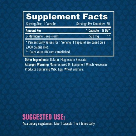HLB-00762 - L-Methionine 500 mg 60 Capsules в категория Алергии. L-Methionine 500