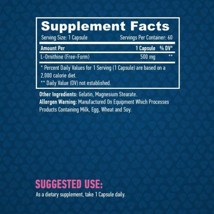 HLB-00726 - L-Ornithine 500 mg 60 Capsules в категория Детоксикация.