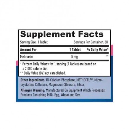 HLB-00702 - Melatonin Time Release 5 mg 60 Tablets в категория Стрес. Melatonin Time