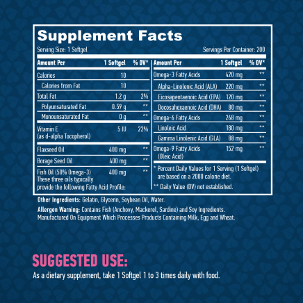 HSL-00716 - Omega 3-6-9 1200 mg 200 Softgels в категория Мозъчна функция.