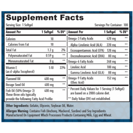 - Omega 3-6-9 1200 mg 100 Softgels в категория Мозъчна функция. Omega