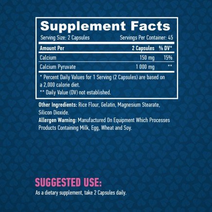 HLB-00755 - Pyruvate 500 mg 90 Capsules в категория Отслабване. Пируват