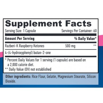 HLB-00702 - Raspberry Ketone 500 mg 100 Capsules в категория Отслабване.