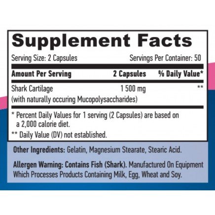 HLB-00704 - Shark Cartilage 750 mg 100 Capsules в категория Артрит. Shark Cartilage