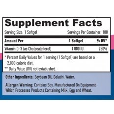 Vitamin D3 1000 IU 100 гел-капсули Vitamin D3 1000 IU 100 гел-капсули