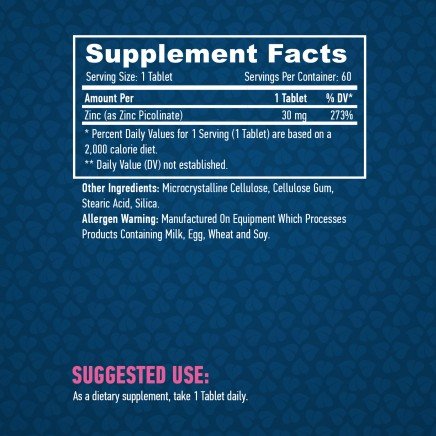 HSL-00712, HLB-00712 - Zinc Picolinate 30 mg 60 Tablets в категория Минерали.