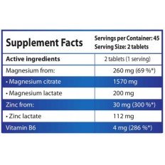 Magnesium, Zinc, Vitamin B6 90 tablets Magnesium, Zinc, Vitamin B6 90 tablets