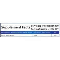 Taurine Powder UNFLAVORED 300 gr Taurine Powder UNFLAVORED 300 gr