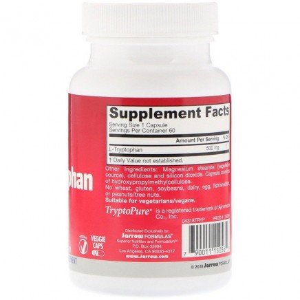 JRW-15056 - L-Tryptophan 500 mg 60 Veggie Capsules в категория Безсъние.