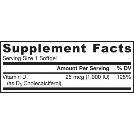 JRW-30003 - Vitamin D3 (Cholecalciferol) 25 mcg (1000 IU) 100 Softgels в категория