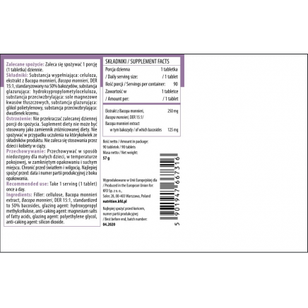 KFD-667316 - Bacopa Monnieri 90 Tablets в категория Стрес. Bacopa Monnieri 90
