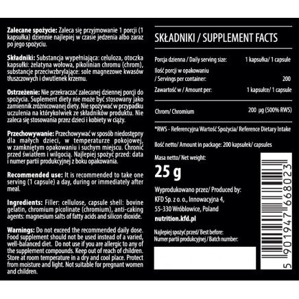 KFD-668023 - CR - Chromium 200 mcg 200 Capsules в категория Диабет. Chromium 200