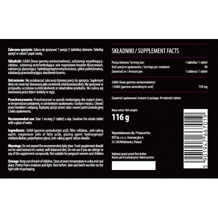 KFD-667019 - GABA 90 Tablets в категория Стрес. GABA 750 мг 90 таблетки |