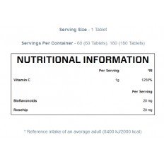 Vitamin C with Bioflavonoids & Rosehips 180 таблетки I MYPROTEIN Vitamin C with Bioflavonoids & Rosehips 180 таблетки I MYPROTEIN