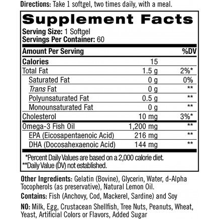 NTL-04409 - Omega-3 Fish Oil Lemon Natural Flavor 1200 mg 60 Softgels в категория