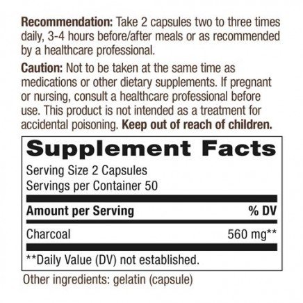 NWY-45171 - Activated Charcoal 100 Capsules в категория Сърдечно здраве.