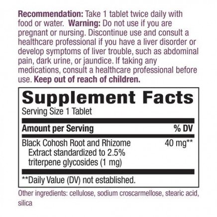 NWY-60600 - Black Cohosh 40 mg 60 Tablets в категория . Black Cohosh 40 мг 60