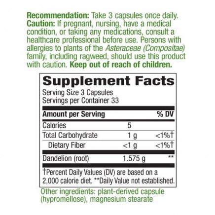 NWY-12300 - Dandelion Root 525 mg 100 Vegan Capsules в категория Инфекции на