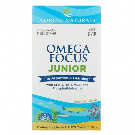 NOR-02785 - Omega Focus Junior 6-18 Ages 120 Mini Soft Gels в категория Безсъние.