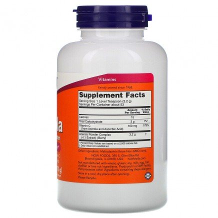 Мнения и ползи от Ацерола на прах 170 гр четете в Zdrave365.com NOW-00740 - Acerola 4:1 Extract Powder 170 g в категория Антиоксиданти.