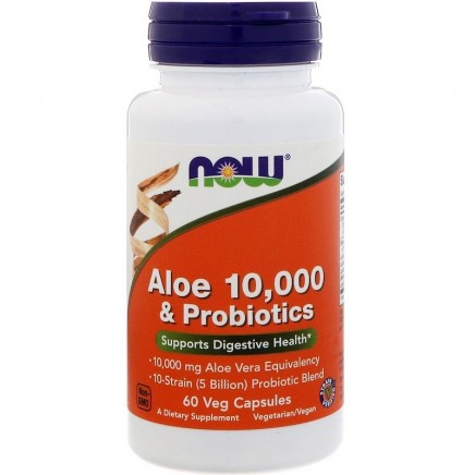 NOW-03029 - Aloe 10000 and Probiotics 60 Veg Capsules в категория Имунна