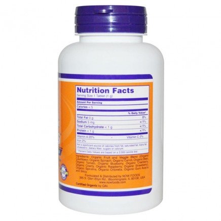 NOW-02716 - Fruit and Greens Organic 1000 mg 120 Tablets в категория