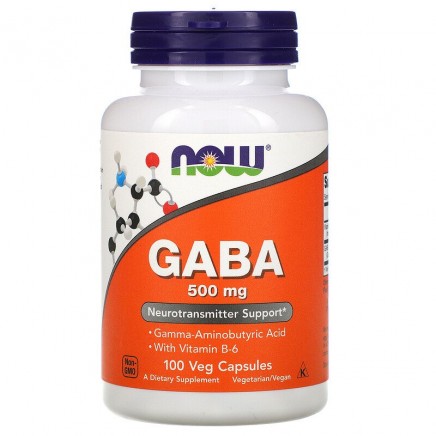 NOW-00087 - GABA + Vitamin B-6 500 mg 100 Veg Capsules в категория Безсъние. GABA