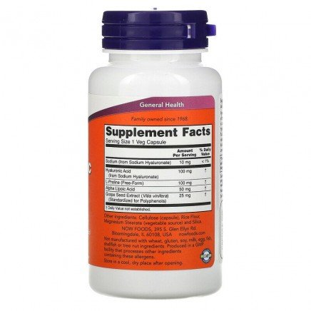 NOW-03155 - Double Strength Hyaluronic Acid 100 mg 60 Veg Capsules в категория