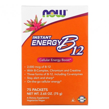 Мнения и ползи от Витамин B12 Instant Energy 75 пакетчета четете в Zdrave365.com NOW-00497 - Instant Energy B-12 2000 mcg 75 Packets в категория Витамини.