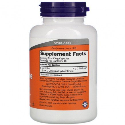 NOW-00122 - L-Ornithine 500 mg 120 Veg Capsules в категория