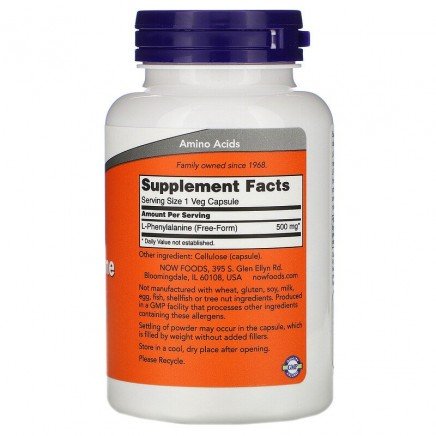 NOW-00132 - L-Phenylalanine 500 mg 120 Veg Capsules в категория Хронична